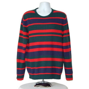 NWT Club Room Luxury 2-PLY Cashmere Sweater Crew Neck Multi Stripes Men's LARGE
